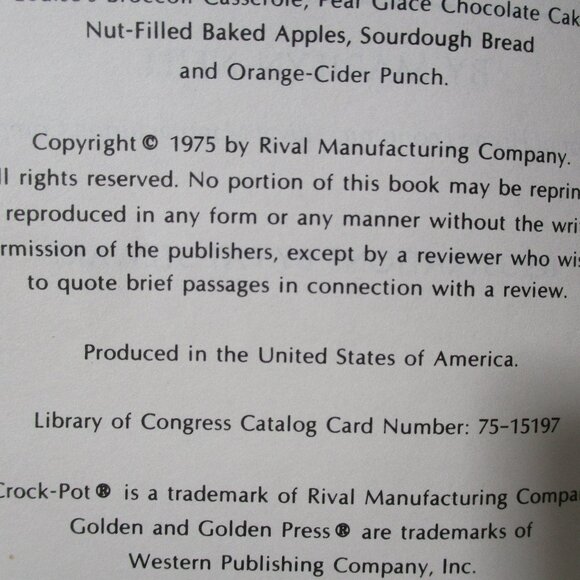 Vintage 1975 Rival Crockpot Crock Pot Slow Cooker Recipes Cooking Cookbook - Picture 4 of 7